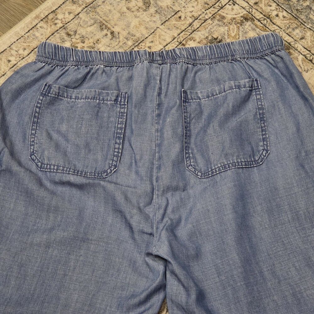 Splendid Blue Lyocell Chambray Wide Leg Crop Pants M - Picture 7 of 9